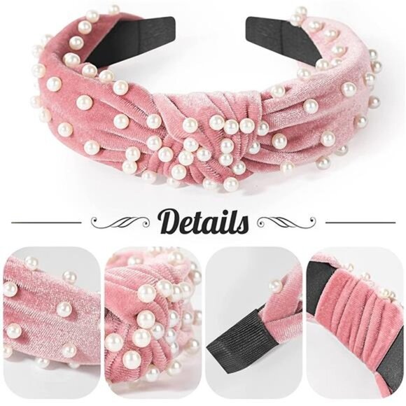 Knotted Pearl Headband, Vintage Velvet Fashion Hair Accessories main image 6
